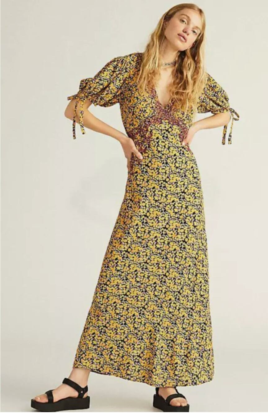 Free People Retro Modly in Love Embroidered Maxi Dress